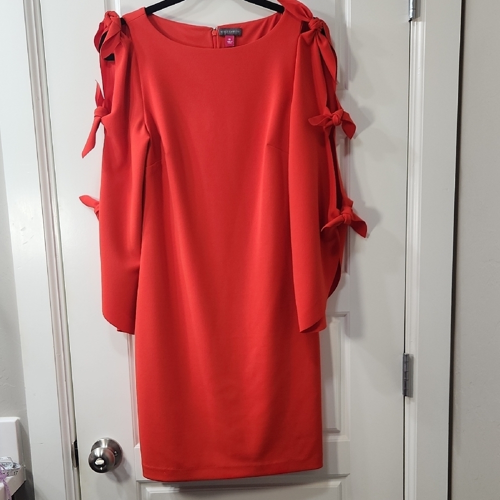 Vince Camuto Tie-Sleeve Red Dress - XS